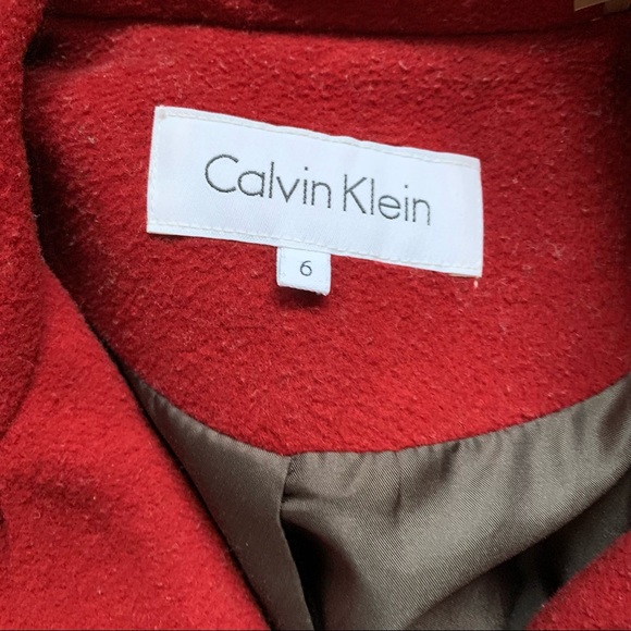 Calvin Klein Berry Red Wool Double Breasted Peacoat size 6 - Picture 7 of 12